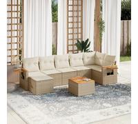 vidaXL Salon de jardin 8 pcs - Beige, résine tressée