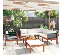 vidaXL Salon de jardin 8 pcs - Bois d'acacia solide crème