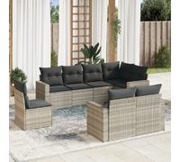 vidaXL Salon de jardin 8 pcs - Gris clair