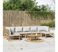 vidaXL Ensemble salon de jardin 8 pièces avec coussins gris clair bambou