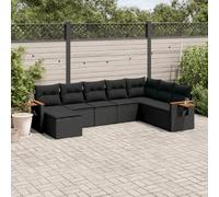 vidaXL Salon de jardin 8 pcs - Noir