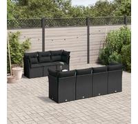 vidaXL Salon de jardin - 8 pcs noir résine tressée