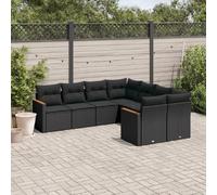 vidaXL Salon de jardin 8 pcs noir résine tressée