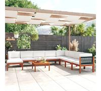 vidaXL Salon de jardin 9 pcs avec coussins - Bois d'acacia solide