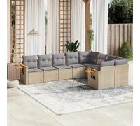 vidaXL Salon de jardin 9 pcs beige résine tressée