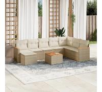 vidaXL Salon de jardin 9 pcs beige résine tressée