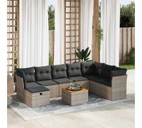 vidaXL Salon de jardin 9 pcs - Gris