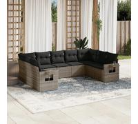 vidaXL Salon de jardin 9 pcs - Gris