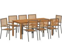 vidaXL Salon de jardin 9 pcs Gris Bois massif Acacia