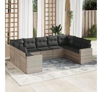 vidaXL Salon de jardin 9 pcs gris clair résine tressée