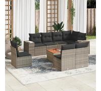vidaXL Salon de jardin 9 pcs - Gris Résine tressée