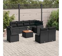 VIDAXL Salon de jardin 9 pcs - Noir