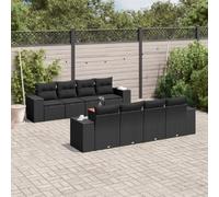 vidaXL Salon de jardin 9 pcs - Noir résine tressée