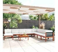 vidaXL Ensemble de salon de jardin 9 pièces avec coussins Bois crème Acacia & corde