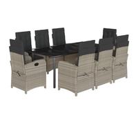 vidaXL Salon de jardin 9 pièces avec coussins gris clair Poly rotin