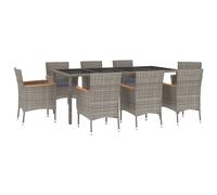 vidaXL Salon de jardin 9 pièces avec coussins Gris Poly Rattan
