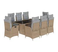 vidaXL Salon de jardin 9 pièces avec coussins Mélange beige Poly rotin