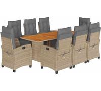 vidaXL Salon de jardin 9 pièces avec coussins Mélange beige Poly rotin