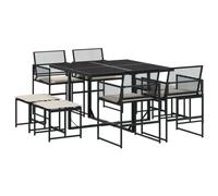 vidaXL Salon de jardin 9 pièces avec coussins noir poly rotin