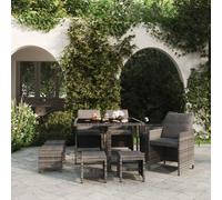 vidaXL Salon de jardin 9 pièces avec coussins Poly Rattan Gris
