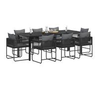 vidaXL Salon de jardin 9 pièces noir et anthracite 200 x 80 x 73 cm