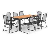 vidaXL Salon de jardin 9 pièces PVC rotin noir et marron