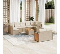 vidaXL Salon de Jardin avec Coussins 10 pcs, Canapés de Patio, Ensemble de Meubles, Mobilier de Terrasse Extérieur, Noir 3225511 Beige G