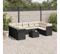 vidaXL Ensemble de 10 canapés de jardin avec coussins noir poly rotin