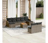 VIDAXL Salon de jardin avec coussins 10 pcs - Gris