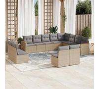 vidaXL Ensemble de 12 canapés de jardin avec coussins Beige Poly Rattan