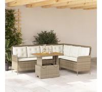 vidaXL Salon de jardin avec coussins 2 pcs beige résine tressée