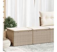 vidaXL Ensemble salon de jardin 2 pièces en poly rotin et acacia Beige avec coussins