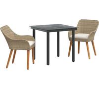 vidaXL Salon de jardin avec coussins 3 pcs Beige Poly-Rattan