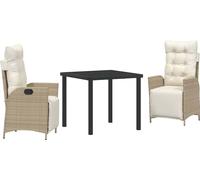 vidaXL Ensemble de salle à manger pour jardin 3 pcs Beige polyrotin