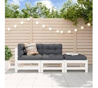 vidaXL Ensemble salon de jardin 3 pièces avec coussins blanc bois massif