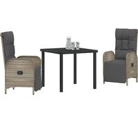 vidaXL Salon de jardin avec coussins 3 pcs Gris Poly-Rotin