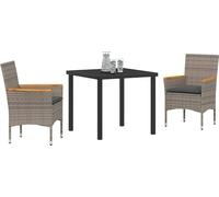 vidaXL Salon de jardin avec coussins 3 pcs Gris Poly-Rotin