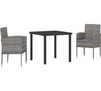 vidaXL Salon de jardin avec coussins 3 pcs Gris Poly-Rotin