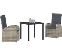 vidaXL Salon de jardin avec coussins 3 pcs Gris Poly-Rotin