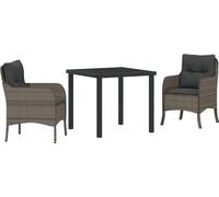 vidaXL Salon de jardin avec coussins 3 pcs Gris Poly-Rotin