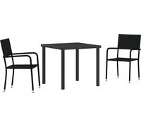 vidaXL Salon de jardin avec coussins 3 pcs noir Poly-Rattan