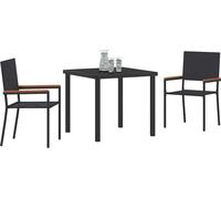 vidaXL Salon de jardin avec coussins 3 pcs noir Poly-Rattan