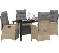 vidaXL Salon de jardin avec coussins 5 pcs Beige Poly-Rattan