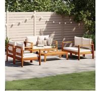 vidaXL Salon de jardin modulable ensemble 5 pièces en bois d'acacia massif avec coussins