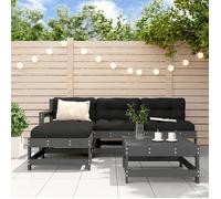vidaXL Ensemble de salon de jardin 5 pièces avec coussins Bois massif Gris