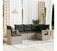 vidaXL Salon de Jardin avec Coussins 5 pcs, Canapés de Terrasse, Ensemble de Meubles de Patio, Mobilier d'Extérieur, Gris 3252509 Gris G