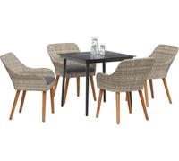 vidaXL Salon de jardin avec coussins 5 pcs gris clair Poly-Rattan