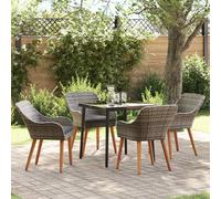 vidaXL Salon de jardin 5 pièces en Poly-Rotin avec coussins Gris 3261678