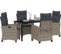 vidaXL Salon de jardin avec coussins 5 pcs Gris Poly-Rotin