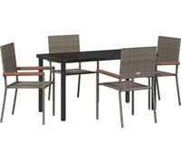 vidaXL Salon de jardin avec coussins 5 pcs Gris Poly-Rotin